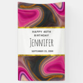 Roze en zwart, Abstract met goudziren Spandoek (Verticaal)