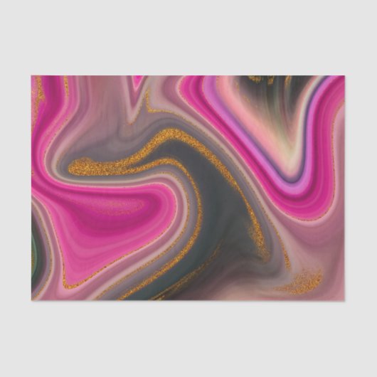 Roze en zwart, Abstract met goudziren Tissuepapier (Voorkant)