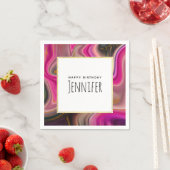 Roze en zwart, Abstract met goudziren van afgelope Servet (Insitu)