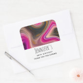 Roze en zwart, Abstract met goudziren van afgelope Vierkante Sticker (Envelop)