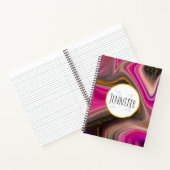 Roze en zwart, Abstract met goudzirls Monogram Notitieboek (Binnen)
