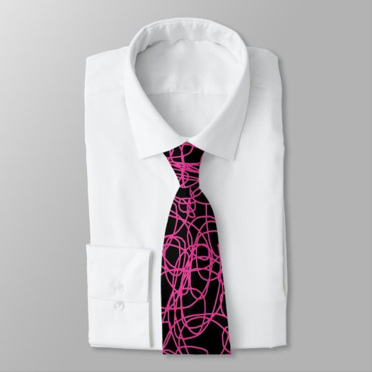 Roze en zwart Abstract PatroonStropdas Stropdas (Gebonden)
