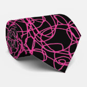 Roze en zwart Abstract PatroonStropdas Stropdas (Opgerold)