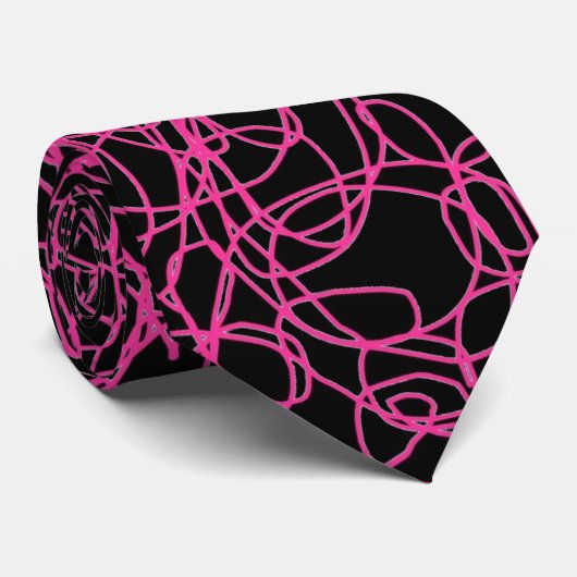 Roze en zwart Abstract PatroonStropdas Stropdas (Opgerold)