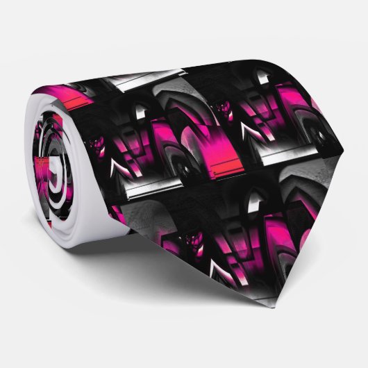 Roze en zwart Abstract Stropdas (Opgerold)