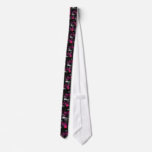 Roze en zwart Abstract Stropdas (Achterkant)
