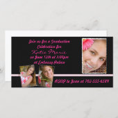 Roze en zwart Afstuderen uitnodigen (Voorkant / Achterkant)