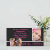 Roze en zwart Afstuderen uitnodigen (Staand voorkant)