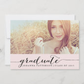 Roze en zwart | Afstuderen uitnodiging (Voorkant)