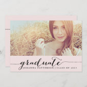 Roze en zwart | Afstuderen uitnodiging (Voorkant / Achterkant)