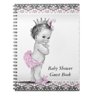 Roze en zwart Baby shower gastenboek Notitieboek