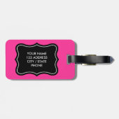 Roze en zwart bagagelabel | Monogram personalisere (Achterkant horizontaal)