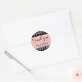 Roze en Zwart Bloemen Dank u Ronde Sticker