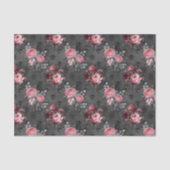 Roze en Zwart Bloemen Gotisch Tissuepapier (Voorkant)