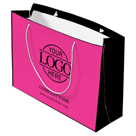 Roze en zwart Branded Business Logo Promotional Groot Cadeauzakje (Achterkant Gekanteld)