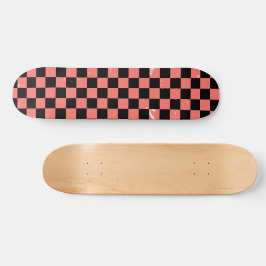 roze en zwart Checkerboard Patroon Skateboard (Horizontaal)