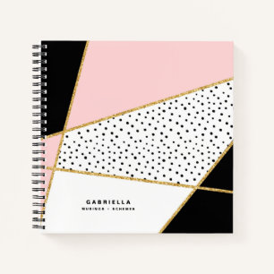 Roze en zwart Chic Abstract Patroon Gepersonalisee Notitieboek