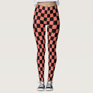  roze en zwart dambordpatroon leggings