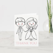 Roze en zwart Dank u bruid & bruidegom bruiloft Bedankkaart (Voorkant)