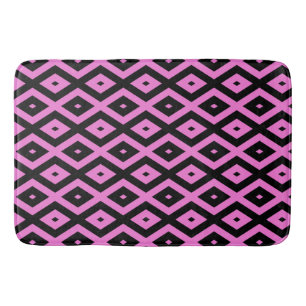 Roze en zwart diamantpatroon badmat
