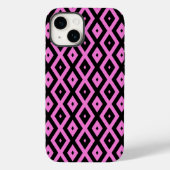 Roze en zwart diamantpatroon Case-Mate iPhone case (Achterkant)