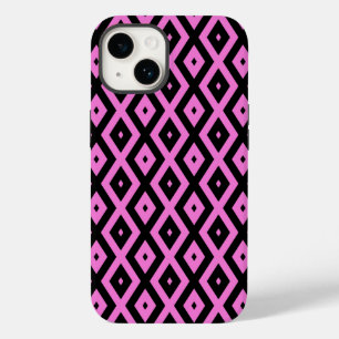 Roze en zwart diamantpatroon Case-Mate iPhone 14 hoesje