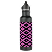 Roze en zwart diamantpatroon waterfles  (Links)