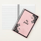 Roze en Zwart Faux Kant Fancy  Notitieboek (Binnen)