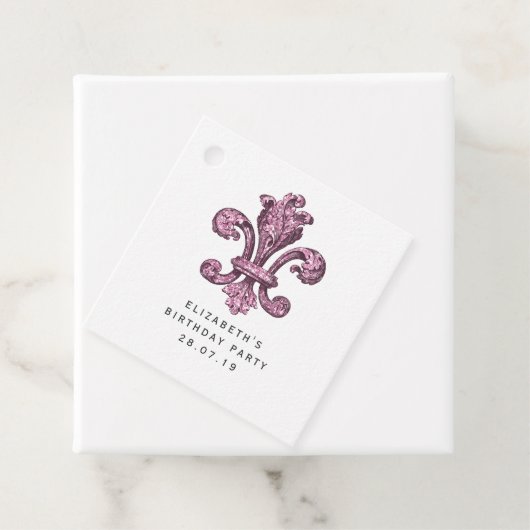 Roze en zwart Fleur de Lis Bedankjes Labels (In situ)