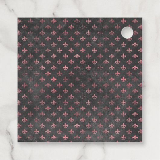Roze en zwart Fleur de Lis Bedankjes Labels (Achterkant)