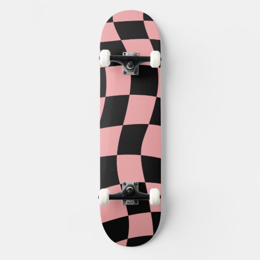 Roze en zwart gecheckt skateboard (Voorkant)