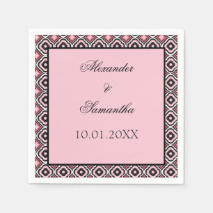 Roze en zwart geometrisch patroon servet