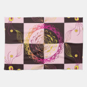 Roze en Zwart Grafische Kunst, Mystic Checkerboard Theedoek (Horizontaal)