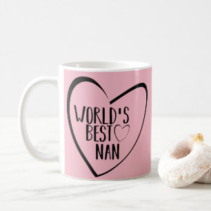 Roze en zwart hart - 's werelds beste nan - oma koffiemok