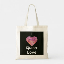 Roze en zwart I Heart Queer Love Tote Bag