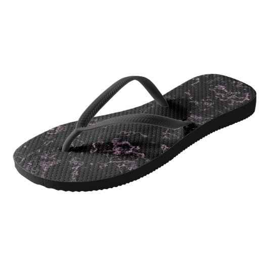 roze en zwart Marmeren Swirl Abstract Teenslippers (Schuin)