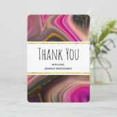 Roze en zwart met Abstracte goudzeven Bedankkaart (Staand voorkant)