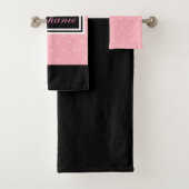 Roze en zwart met sterren badhanddoek set bad handdoek (Insitu)