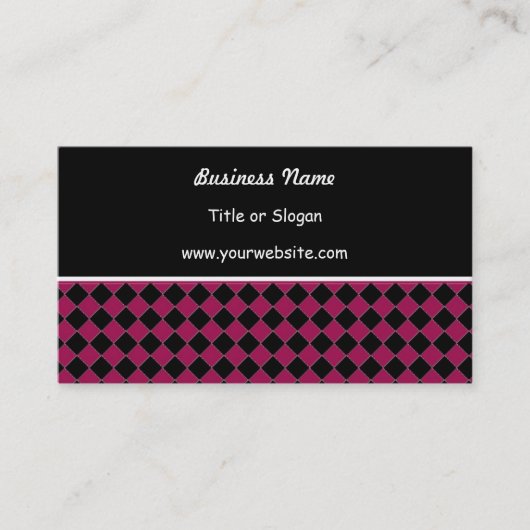 Roze en zwart, modern diamantontwerp visitekaartje (Voorkant)