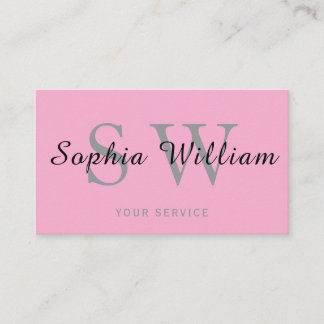 Roze en zwart monogram Minimale moderne Business Contactkaartje