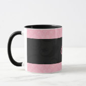 Roze en zwart Monogrammed Vrouwelijke Damask Mok (Links)