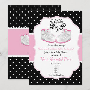 Roze en zwart MVP Baby shower Invitation Kaart