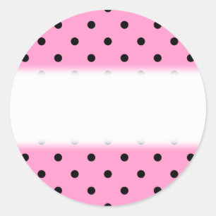 Roze en zwart Polka Dot Patroon. Ronde Sticker