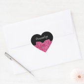  Roze en Zwart Roos Floral Chic Bow Hart Sticker (Envelop)