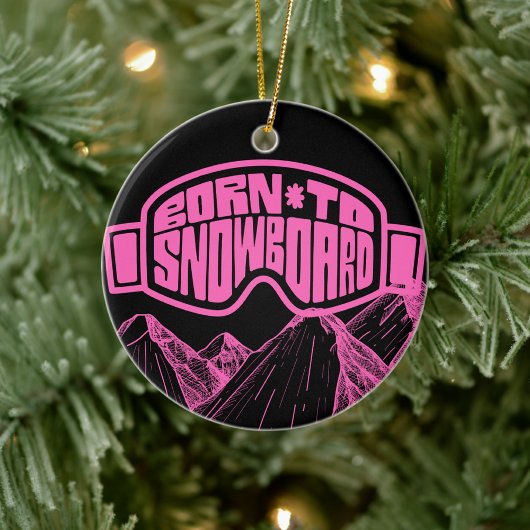 Roze en Zwart Snowboarden Snowboard Kerstmis Keramisch Ornament