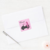 Roze en Zwart Sweet 16 Silhouet Stickers (Envelop)