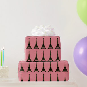 Roze en zwart thema Eiffeltower — Verpakkingspap Cadeaupapier