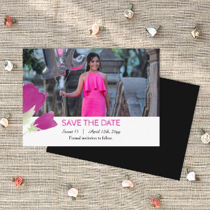 Roze en Zwart, Tulp Sweet 16 Save the Date Kaart