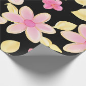 Roze en zwart ventilatorpatroon cadeaupapier (Hoek)