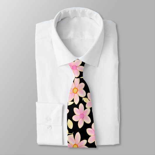 Roze en zwart ventilatorpatroon stropdas (Gebonden)